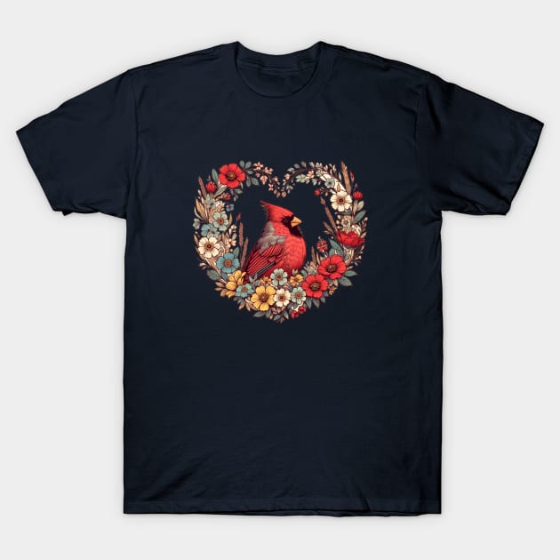 Northern Red Cardinal T-Shirt by bubbsnugg